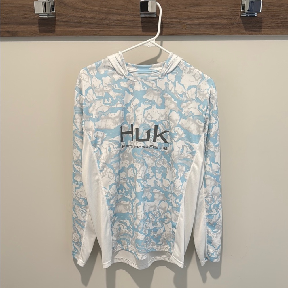 Huk Blue and White Fishing Hoodie